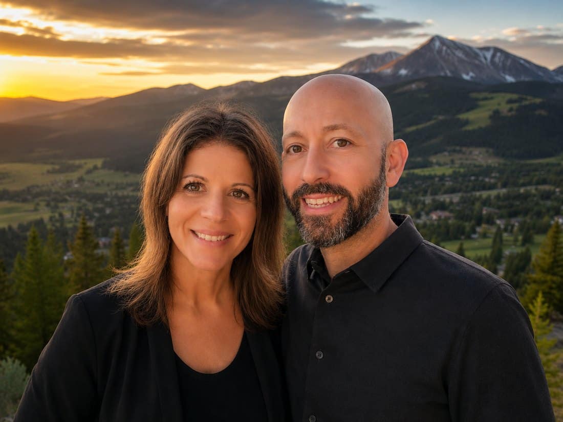 Daniel and Jessica Rosenberg above the Crested Butte valley at sunset